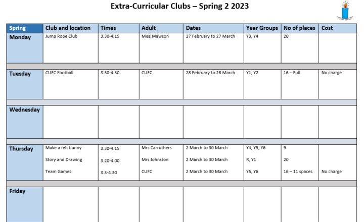 Image of Extra-Curricular Clubs - Spring Term 2